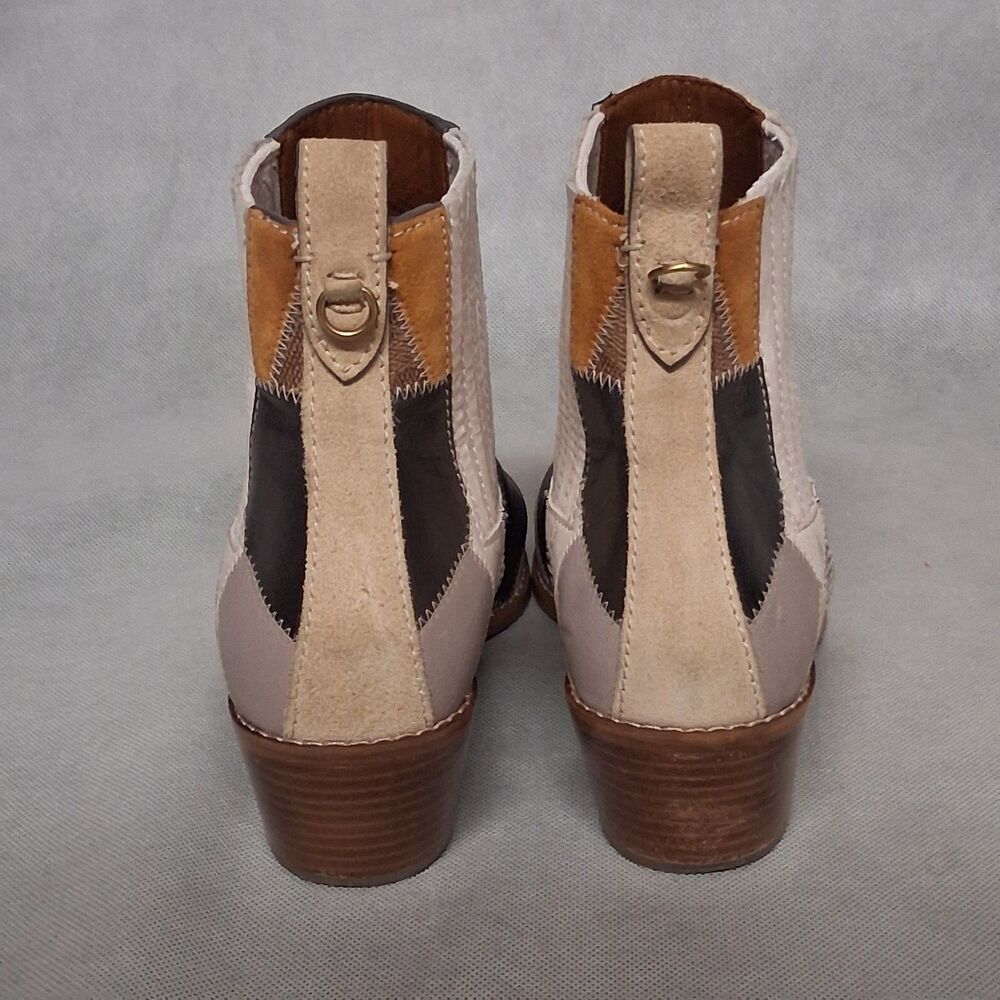 COACH Melody Ankle Boots Women's 9.5 B Beige Brown Patchwork - Picture 7 of 12